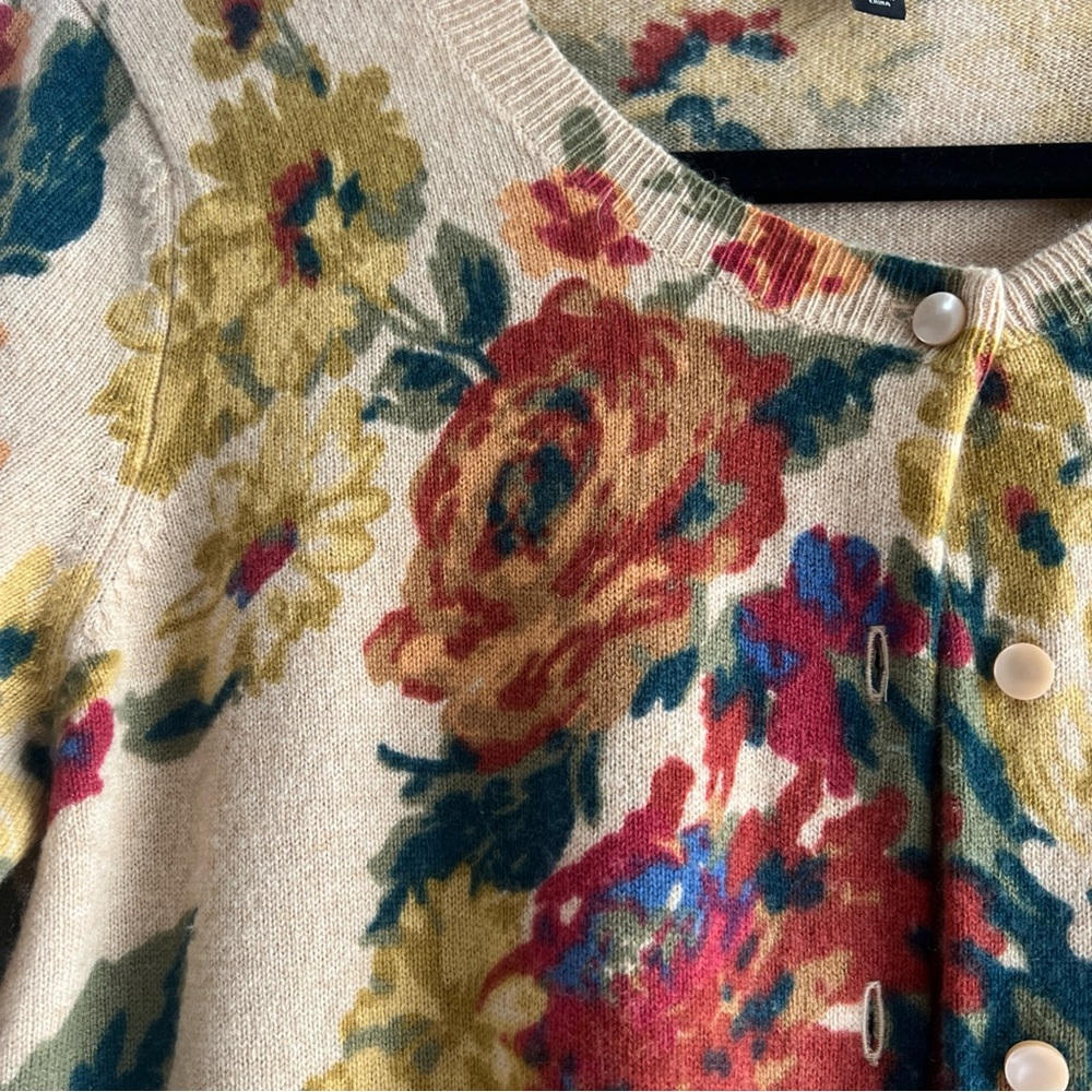 Talbots Cashmere Floral Cardigan - Multicolor - Picture 8 of 12